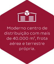 Moderno centro de distribuição com mais de 40.000 m', frota aerea e terrestre própria.